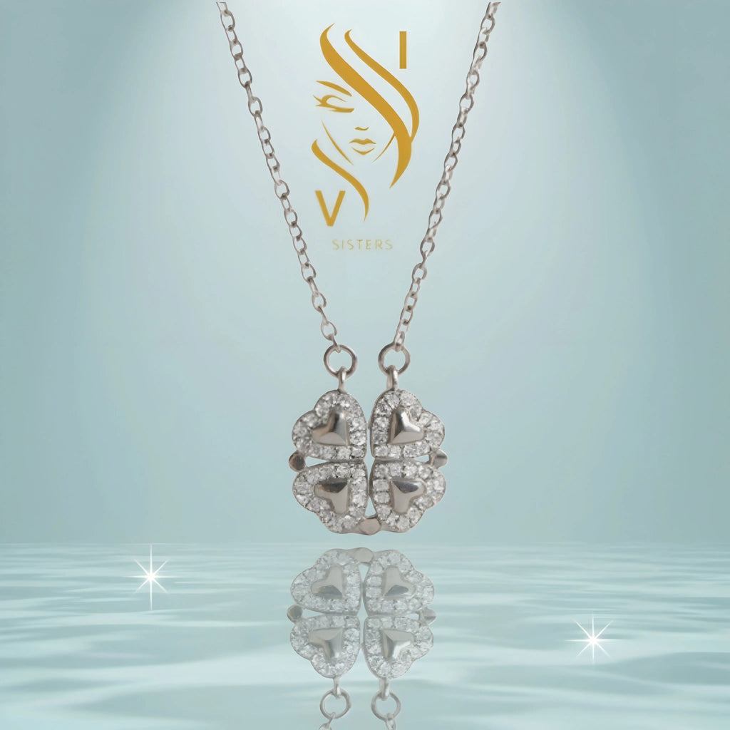 COLLIER TREFLE ARGENT/STRASS IV.sisters