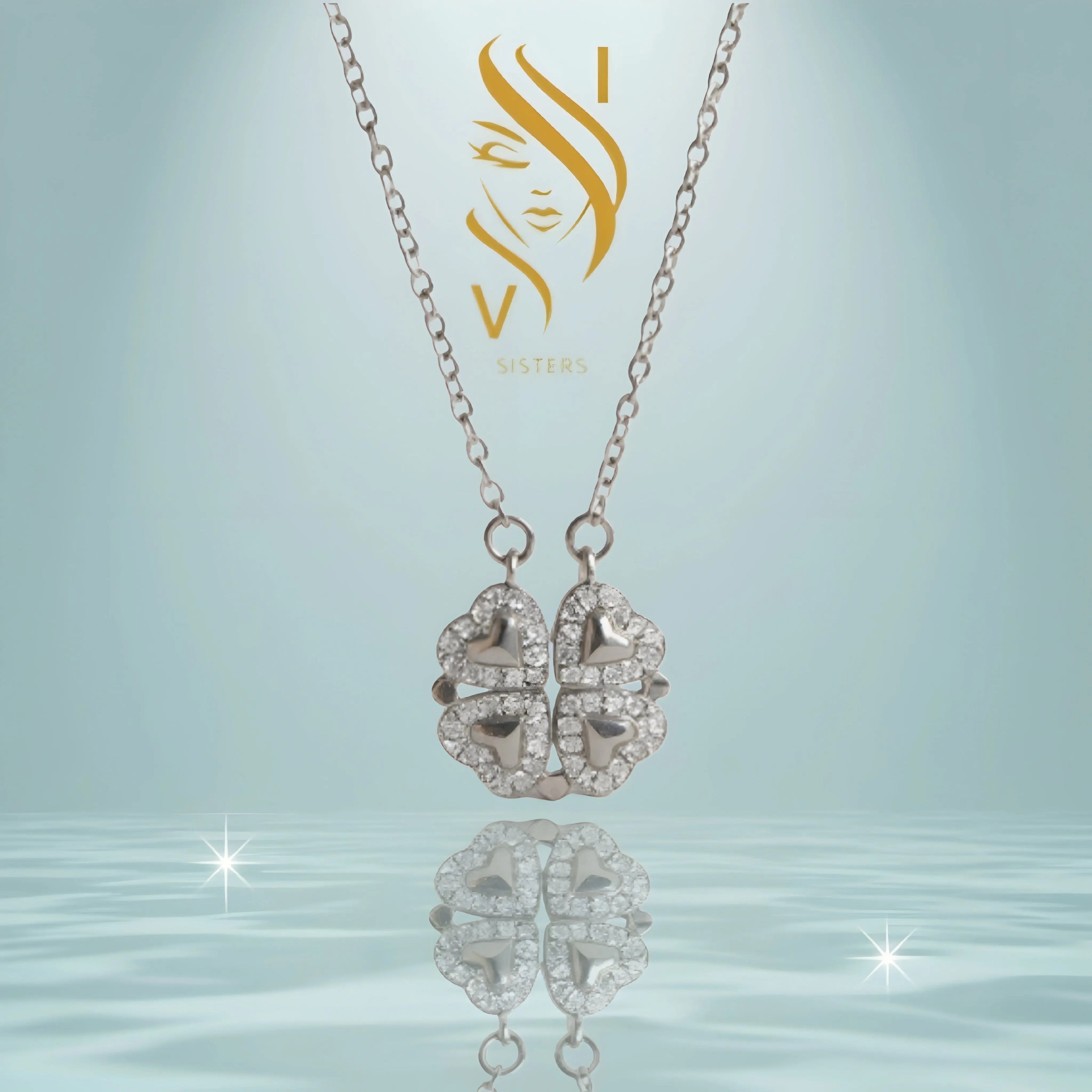 COLLIER TREFLE ARGENT/STRASS IV.sisters